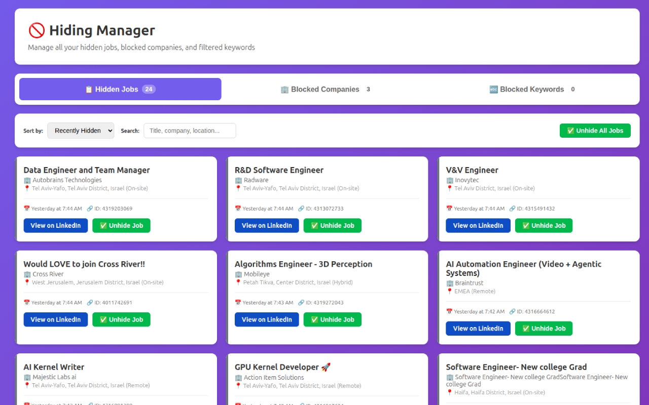 Resume manager interface
